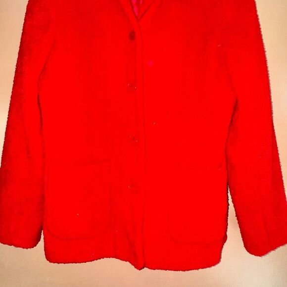 Annie Alexander Women's Sherpa Open Front Collared Jacket in Red - Size 10 - Picture 6 of 8